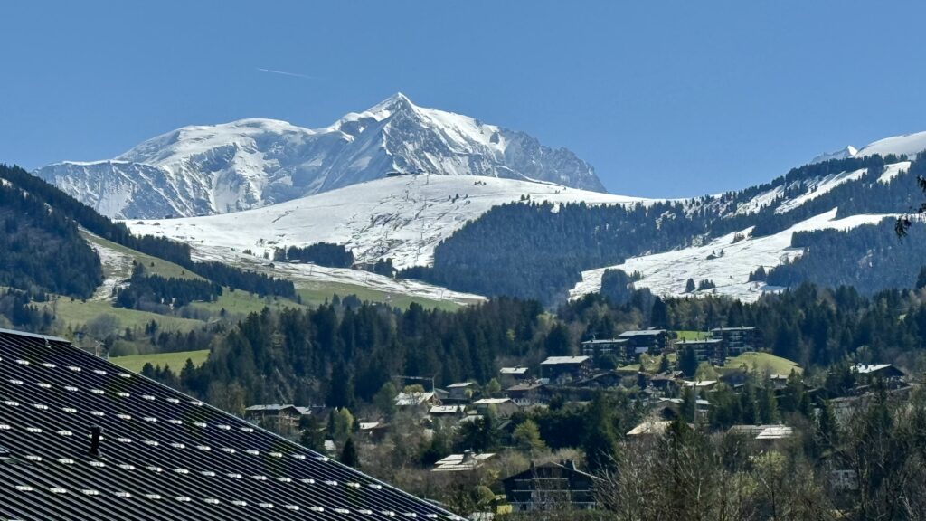 Mont Blanc view from terrace Flocons de Megève